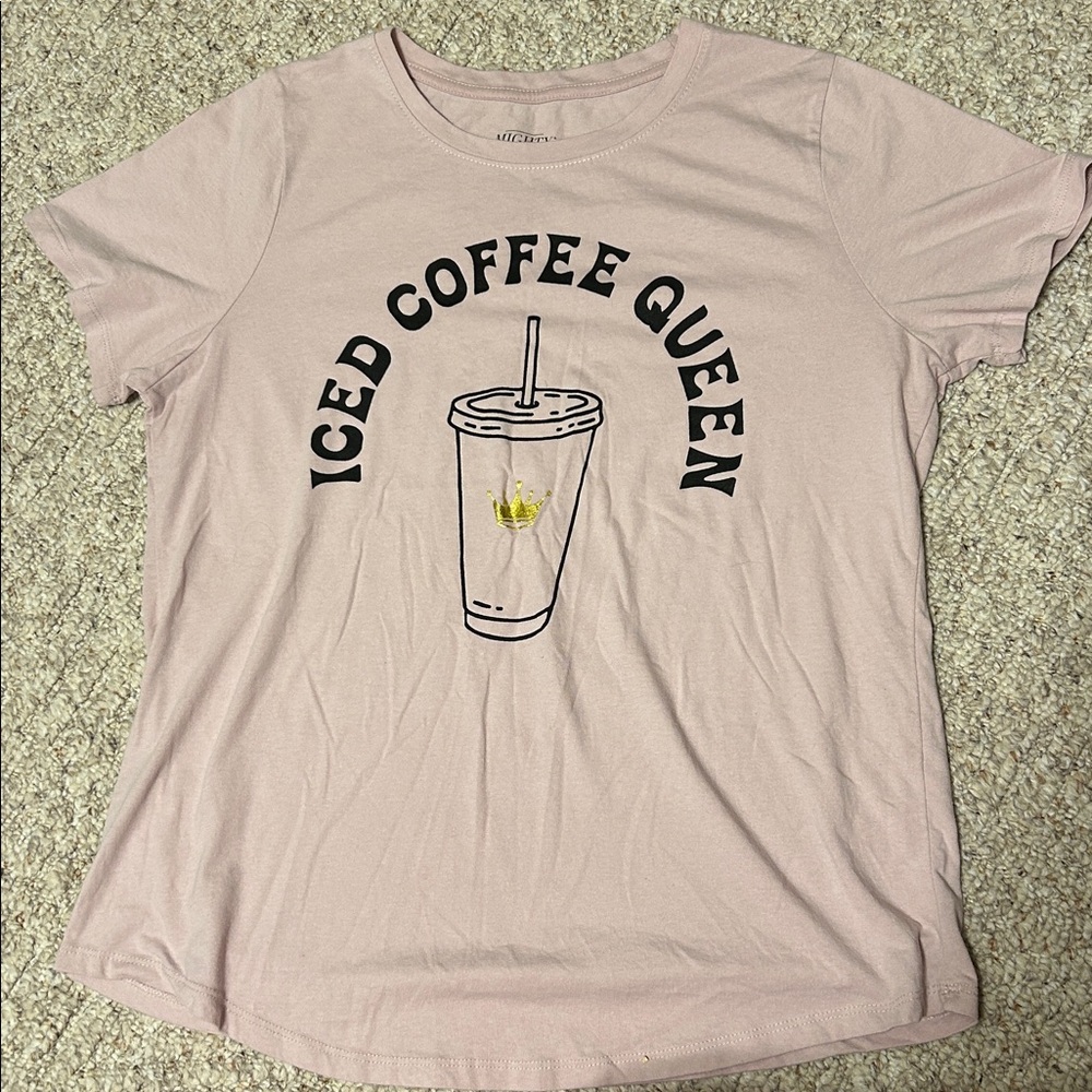 Mighty Fine “Iced Coffee Queen” Graphic Tee – Pink, Large, Excellent Condition - Picture 2 of 7